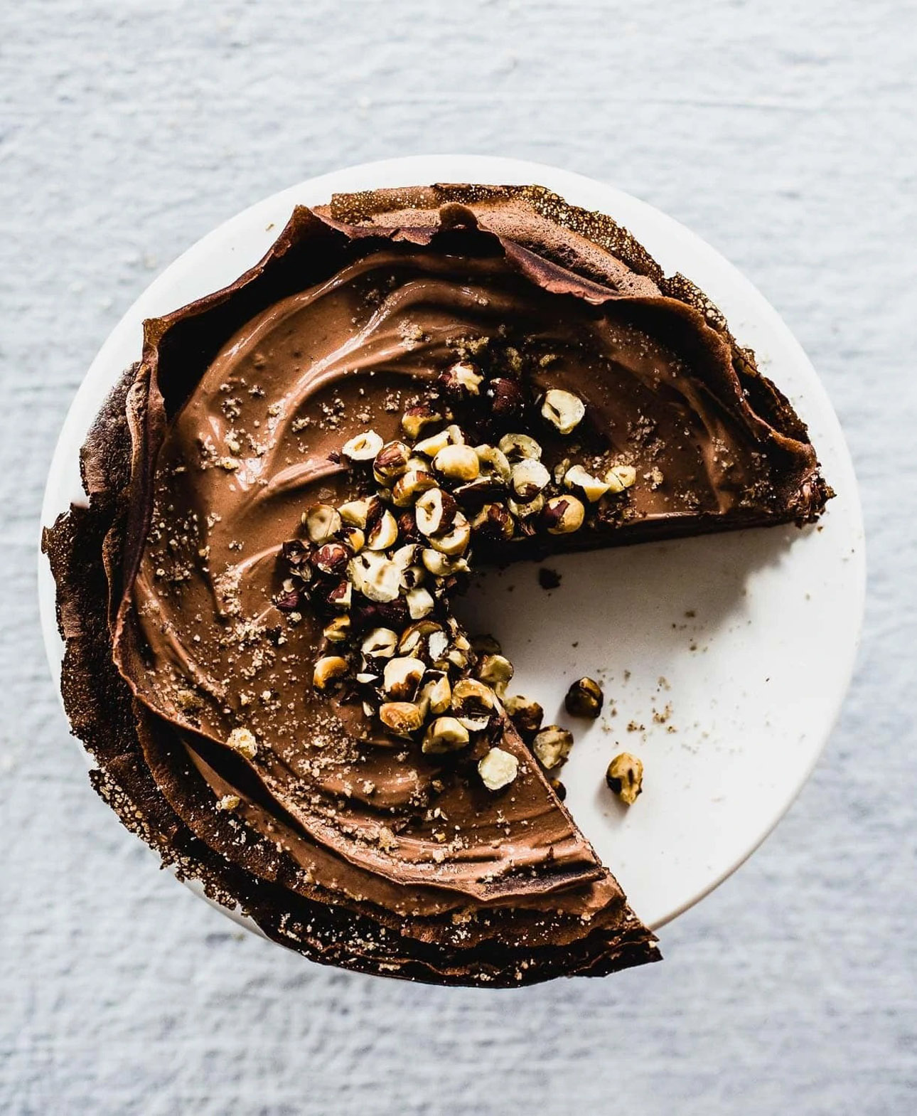 Chocolate Crêpe Cake with Cocoa Hazelnut Cream by Heartbeet Kitchen