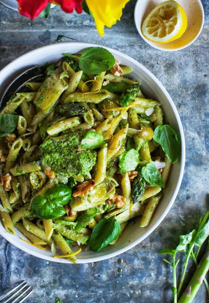 Springtime Penne with Asparagus Stem Pesto by Simple Bites // FoodNouveau.com