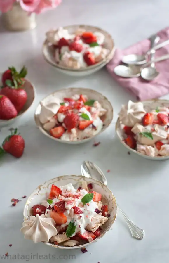 Strawberry and Rose Eton Mess by What a Girl Eats // FoodNouveau.com