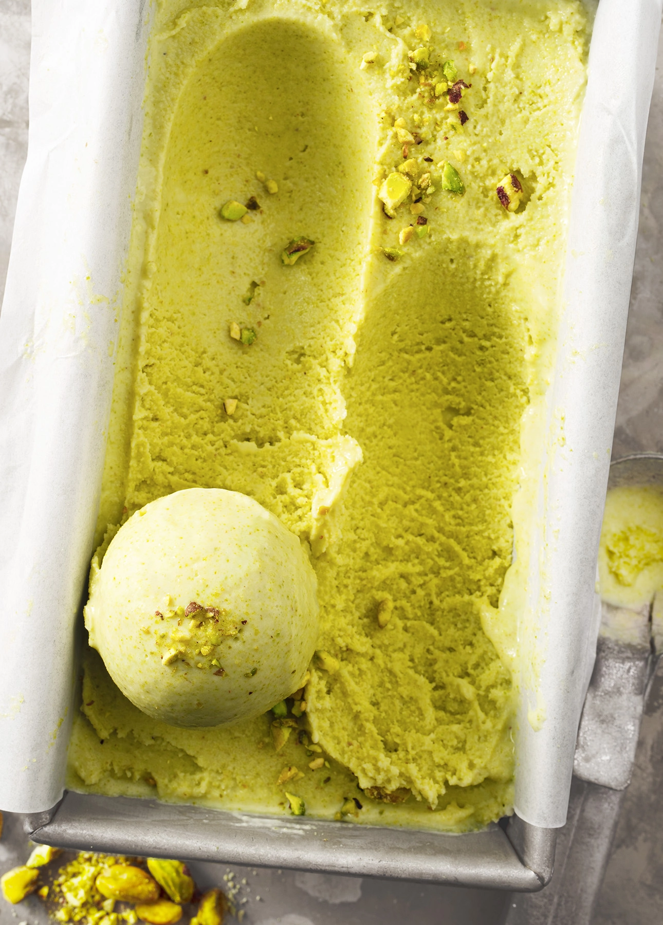 Pistachio Gelato Made with Homemade Pistachio Paste // FoodNouveau.com