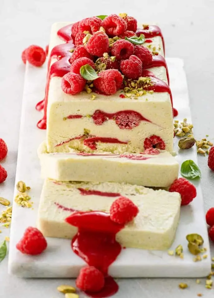 Raspberry Pistachio Semifreddo // FoodNouveau.com