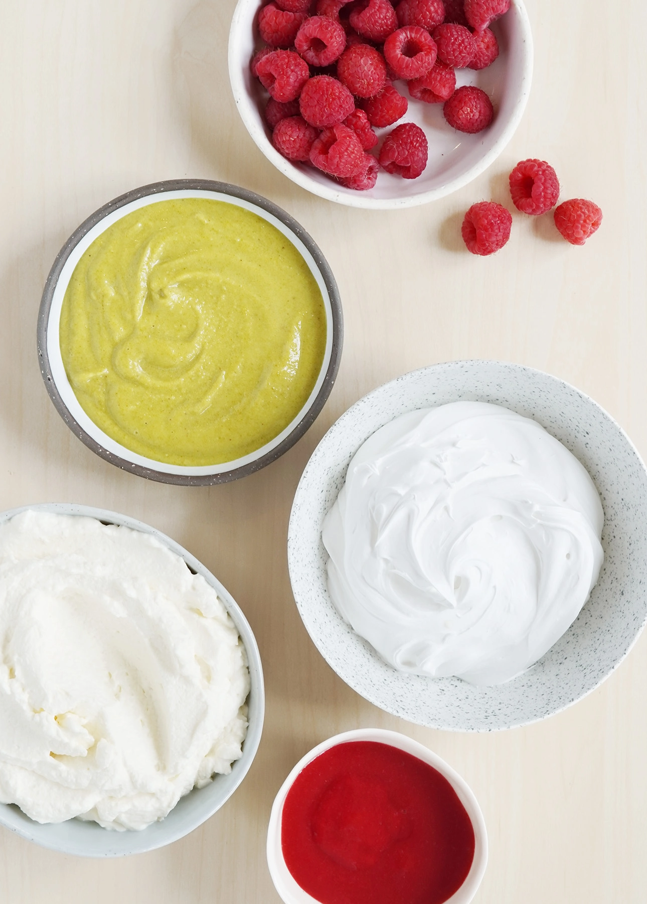 Ingredients to Make Raspberry Pistachio Semifreddo // FoodNouveau.com