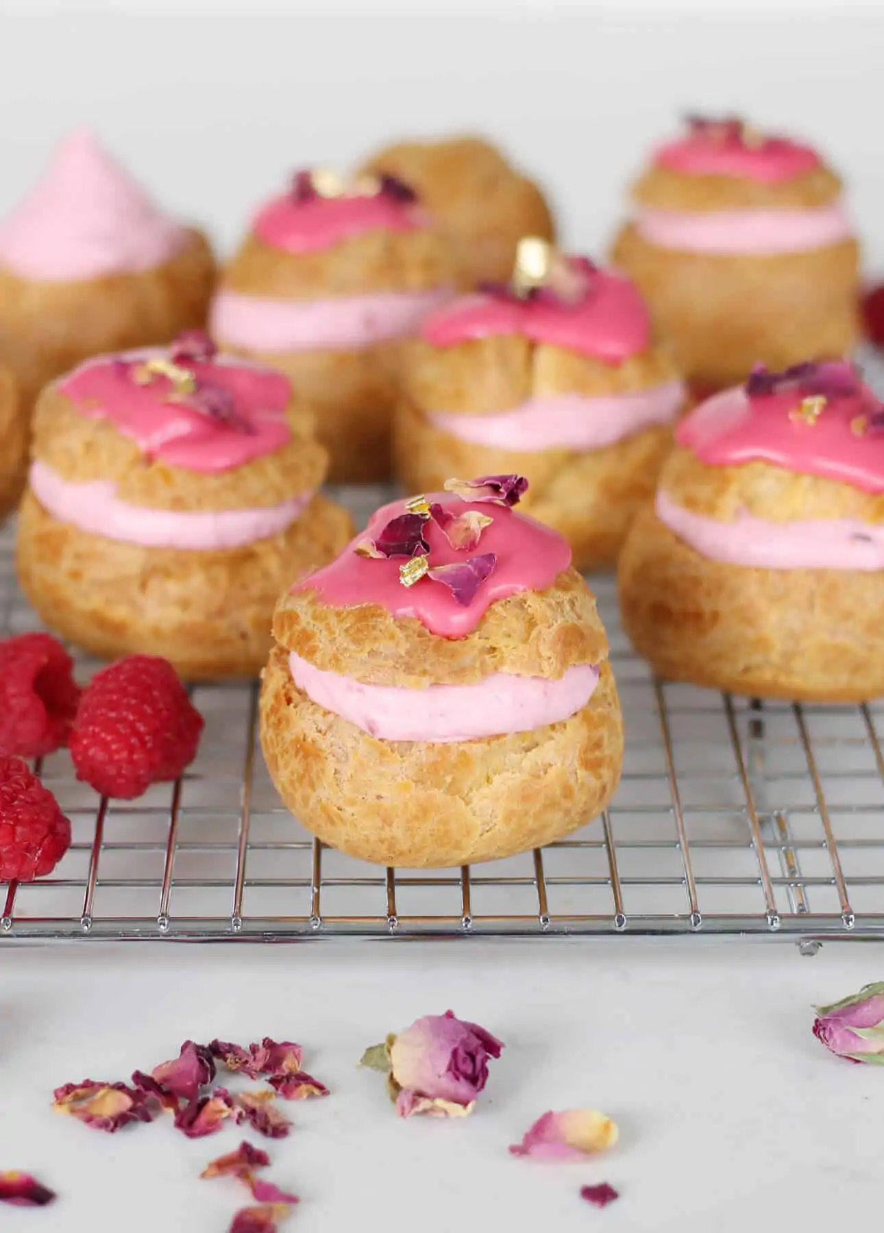 Rose Raspberry Fool Cream Puffs by Food Nouveau