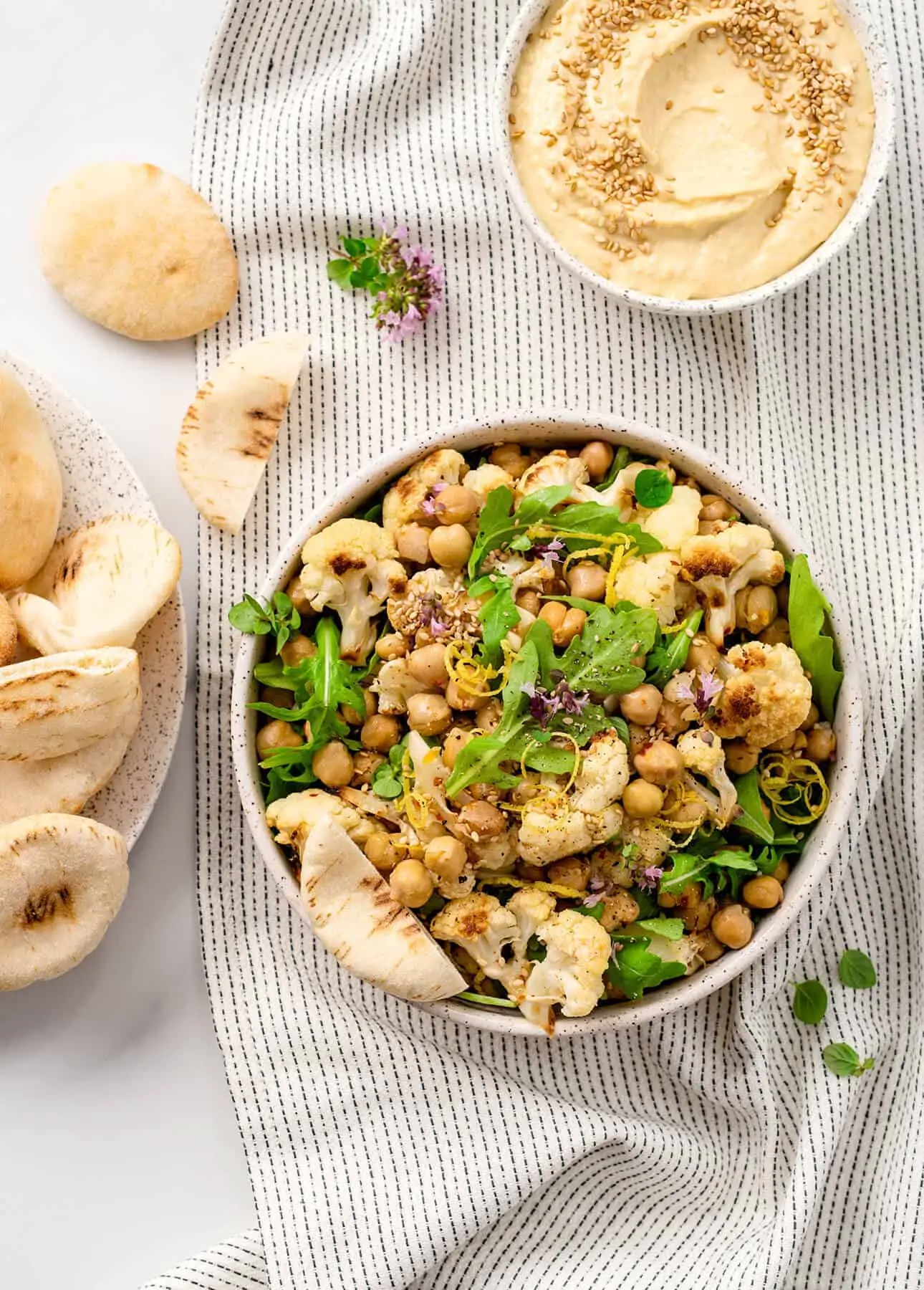 Spicy Roasted Chickpea and Cauliflower Salad // FoodNouveau.com