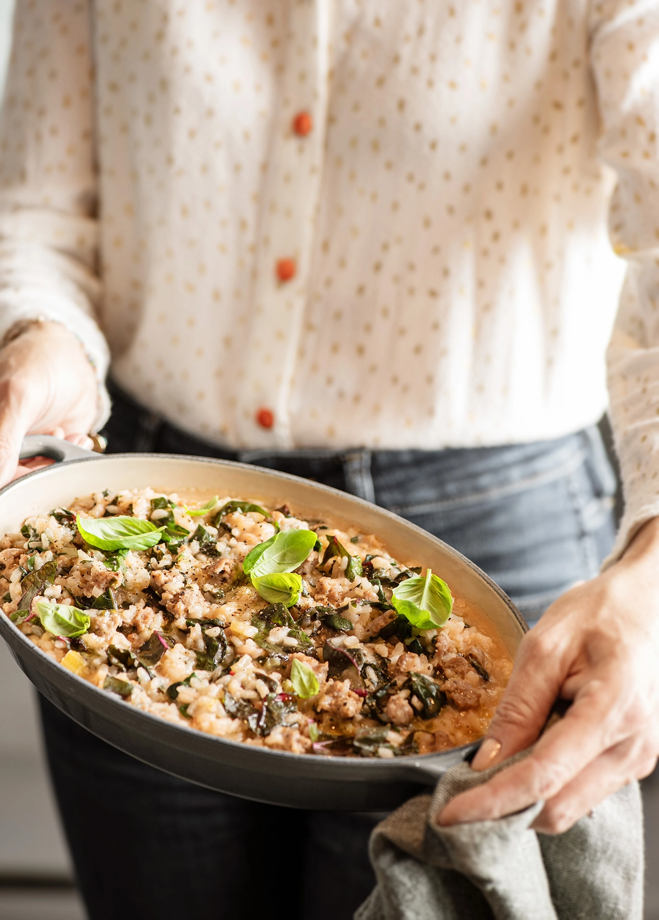 Swiss Chard & Sausage Risotto // FoodNouveau.com